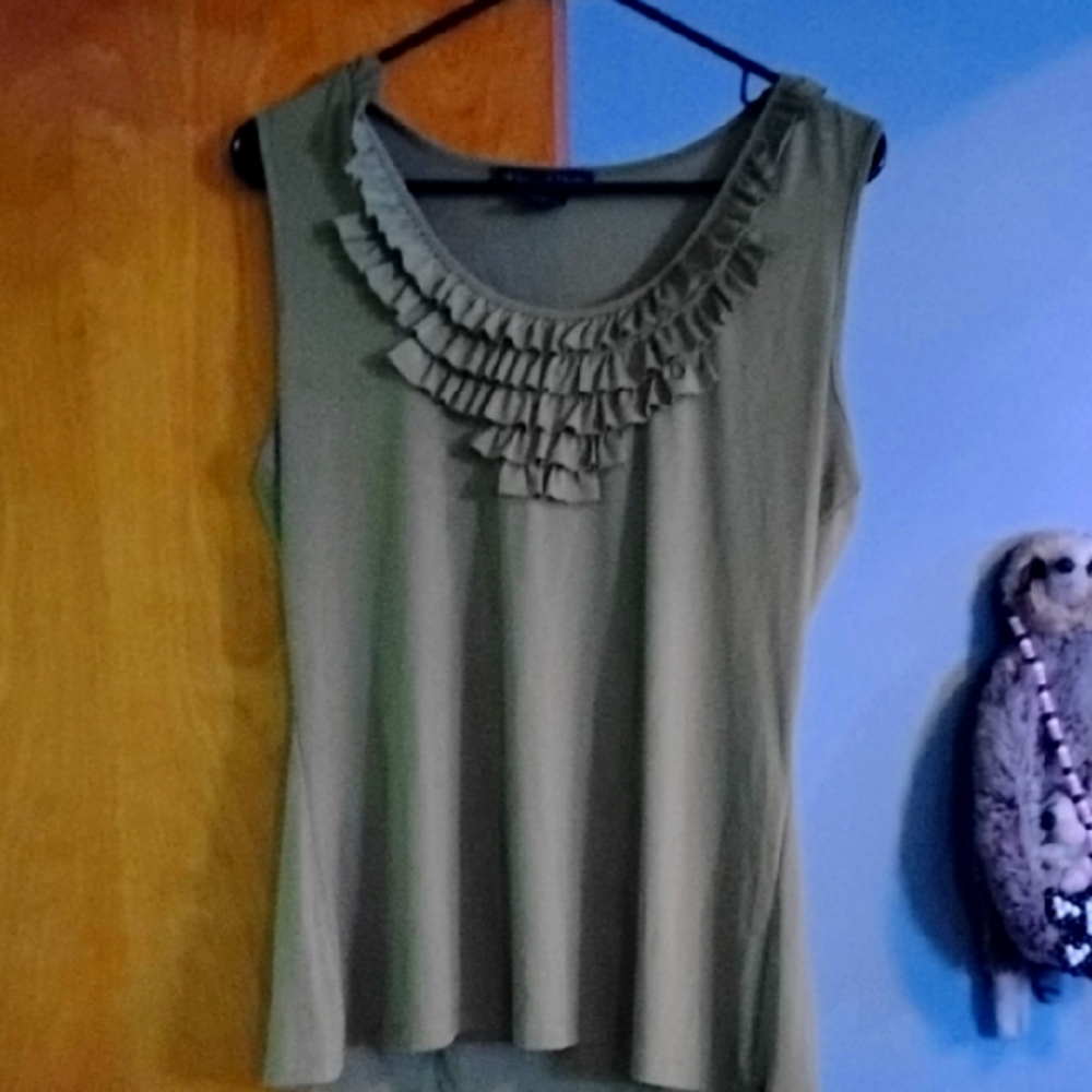 Elegant Olive Green Ruffle Top